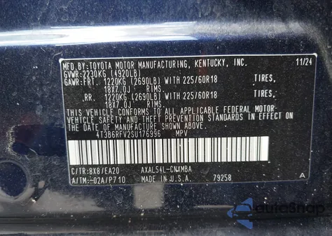 2025 Toyota Rav4 Hybrid Xle Premium из США, поврежденный, VIN 4T3B6RFV2SU176996